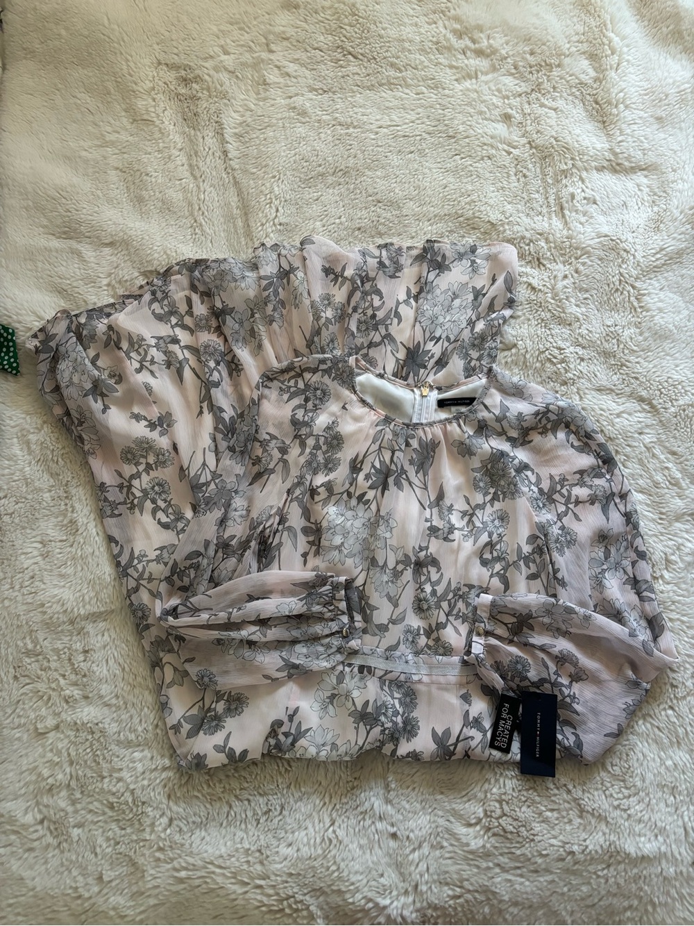 NWT Tommy Hilfiger Soft Pink Floral Print Long Sleeve Maxi Dress